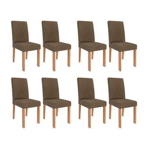 Kit 8 Cadeiras para Sala de Jantar Estofadas Maia Marrom/Cinamomo/Mascavo