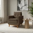 Ver imagem 1 de Poltrona Decorativa com Pillow Top e Base em Madeira Zeus Marrom