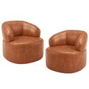 Ver imagem 2 de Kit 02 Poltronas Giratória Orgânica para Sala de Estar Living Helena L02 Couríssimo Camel - Lyam Dec