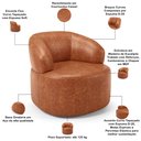 Ver imagem 3 de Kit 02 Poltronas Giratória Orgânica para Sala de Estar Living Helena L02 Couríssimo Camel - Lyam Dec