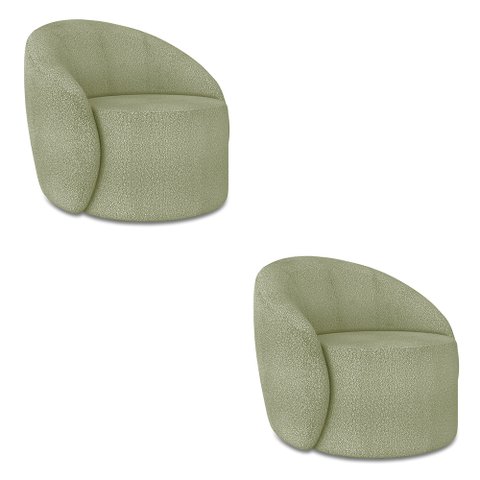Poltrona Orgânica Giratória Kit 2 Lua Bouclê Verde Pistache D03 - D’Rossi
