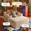 Ver imagem 3 de Sofá Poltrona Hydi com Molas Ensacadas Boost Tech Tecido Velourê Bege Cama Inbox