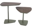 Ver imagem 1 de Conjunto de Mesa Lateral Klaus Tampo Recouro Caramelo e Base Dourada - 67809