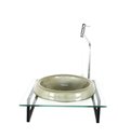 Ver imagem 1 de GABINETE COM CUBA DE VIDRO CHAPEU 10MM CHAMPANHE COM TAMPO 40CM INCOLOR MAIS TORNEIRA METAL CROMADA