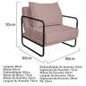 Kit 02 Poltronas Sevilha Base de Ferro Preta Linho Rose - 4