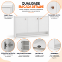Ver imagem 6 de Aparador para Sala Buffet 3 Portas em MDP MDF Pés Ripados 135 cm Berlin - Branco