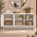 Ver imagem 3 de Aparador para Sala Buffet 3 Portas em MDP MDF Pés Ripados 135 cm Berlin - Branco