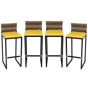 Kit 4 Banquetas Quadrada Junco Cappuccino para Balcão Ilha Cozinha Área Gourmet Bancada Piscina Bar