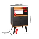 Ver imagem 5 de Mesa de Cabeceira Moderna Mesinha Canto Quarto Apoio Cama 2 Gavetas e Nicho Decoração Retrô Dream