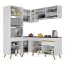 Ver imagem 4 de Armário de Cozinha Completa de Canto Veneza Multimóveis V2063 Branco/Dourado