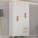 Ver imagem 2 de Guarda Roupa Solteiro Lite 4 Portas e 2 Gavetas Branco - Móveis Leão
