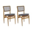 Ver imagem 1 de Cadeira Sala de Jantar Stela 1cmm013ca Premium Madeira Maciça Kit 2 Un Carvalho/boucle Bege Fendi/