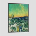 Ver imagem 1 de Quadro Van Gogh Passeio Ao Crepúsculo Tela Moldura Preta 63X42Cm