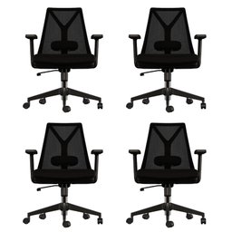 Kit 4 Cadeiras Escritório Presidente Ergonômica Nr17 Elements Apoio Lombar Preta - 1