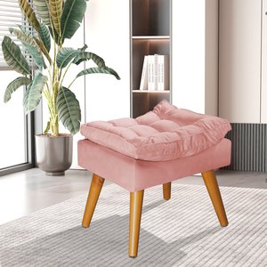Puff Sênior Luxuoso Banco Apoio Pés Almofadado Penteadeira:rosa Suede