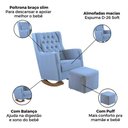 Ver imagem 6 de Poltrona Amamentação Linho Azul Balanço Puff Quarto Bebe