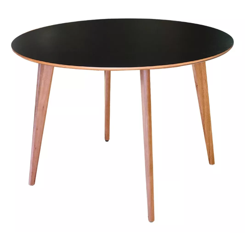 Mesa de Jantar Dina Redonda de Madeira de 90cm na Cor Preta