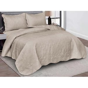 Kit Colcha Cobre Leito Queen Agra Bege Contreto 3 Peças