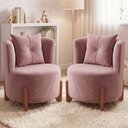 Ver imagem 1 de Kit 2 Poltronas Orgânica Curva Luna Veludo Rosê - Montanaris Decor
