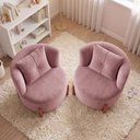 Ver imagem 2 de Kit 2 Poltronas Orgânica Curva Luna Veludo Rosê - Montanaris Decor