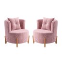 Ver imagem 3 de Kit 2 Poltronas Orgânica Curva Luna Veludo Rosê - Montanaris Decor