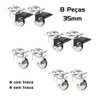 Kit de 8 Rodizio Gel Silicone Giratório Roda 35mm 4 com + 4 sem Trava - 2