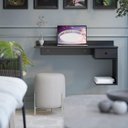 Ver imagem 4 de Mesa / Escrivaninha Suspensa Estilo Bancada 1 Gaveta Com Corrediça Telescópica Para Otimizar Seu Esp