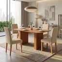 Ver imagem 1 de Mesa de Jantar 4 Lugares Orlando Ripado 180 cm Cinamomo/Gengibre - Panorama Moveis