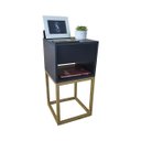 Ver imagem 5 de Kit 2 Mesas Cabeceira Industrial 30cm Preto Gavetas e Nicho Base Metal Dourada Lateral Cama