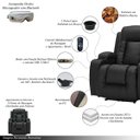 Ver imagem 5 de Poltrona Reclinável Austin com Massagem Aquecimento USB Usbc Óculos Massageador Bluetooth PU