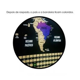 Mapa Mundi de Raspar Dourado com Moldura com Bandeiras 73x50 - 4
