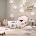 Ver imagem 1 de Cama Infantil Montessoriana Com Colchão E Escadinha Juvenil Ayla - Branca E Natural - Cor: Branco