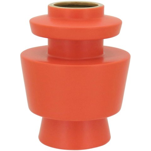 Vaso Valvola Decorativo Cachepô Enfeite 16x12x12cm Cerâmica Laranja