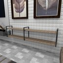 Ver imagem 1 de Aparador Industrial Aço Preto 180x30x40cm Mdf Escuro