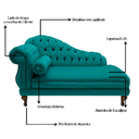 Ver imagem 3 de Recamier Divã Namoradeira Larissa 185cm Esquerdo de Quem Senta Suede Azul Turquesa - Incasa Decor