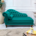Ver imagem 2 de Recamier Divã Namoradeira Larissa 185cm Esquerdo de Quem Senta Suede Azul Turquesa - Incasa Decor