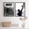 Kit 2 Quadros Rocky Balboa Preto E branco 33x24cm:madeira Preta - 2