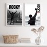 Kit 2 Quadros Rocky Balboa Preto E branco 33x24cm:madeira Preta - 1