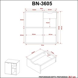 Gabinete Suspenso para Banheiro 60cm  - 4