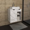 Ver imagem 1 de Gabinete Suspenso para Banheiro 60cm Branco/Mármore