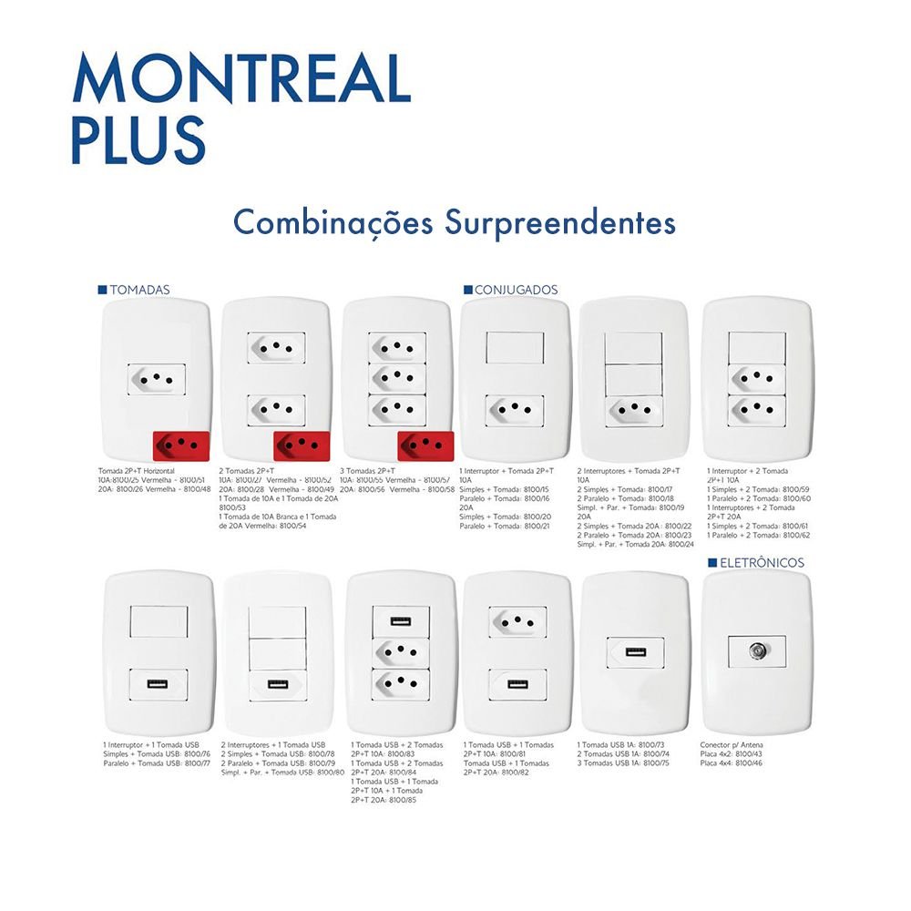 1 Interruptor Intermediário Com Placa 4x2 (Branco) - Montreal Plus imp - 5