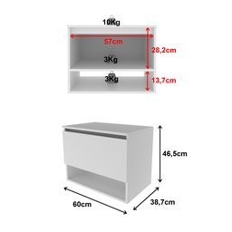 Balcão Gabinete Suspenso para Banheiro 60cm com 1 Porta e Nicho BN3606 - 3