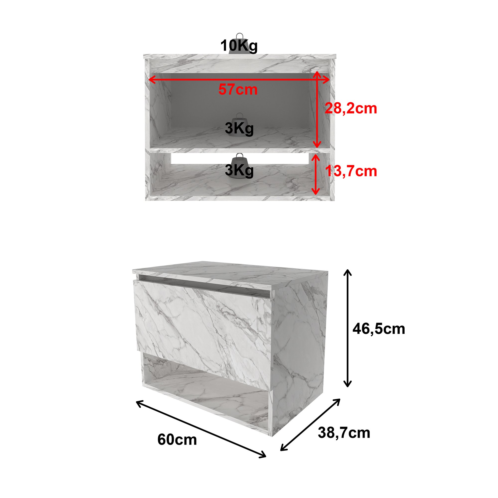 Gabinete Suspenso para Banheiro 60cm Porta Basculante  - 3