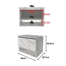 Balcão Gabinete Suspenso para Banheiro 60cm com 1 Porta e Nicho BN3606  - 3