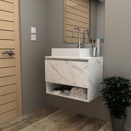 Balcão Gabinete Suspenso para Banheiro 60cm com 1 Porta e Nicho BN3606  - 2