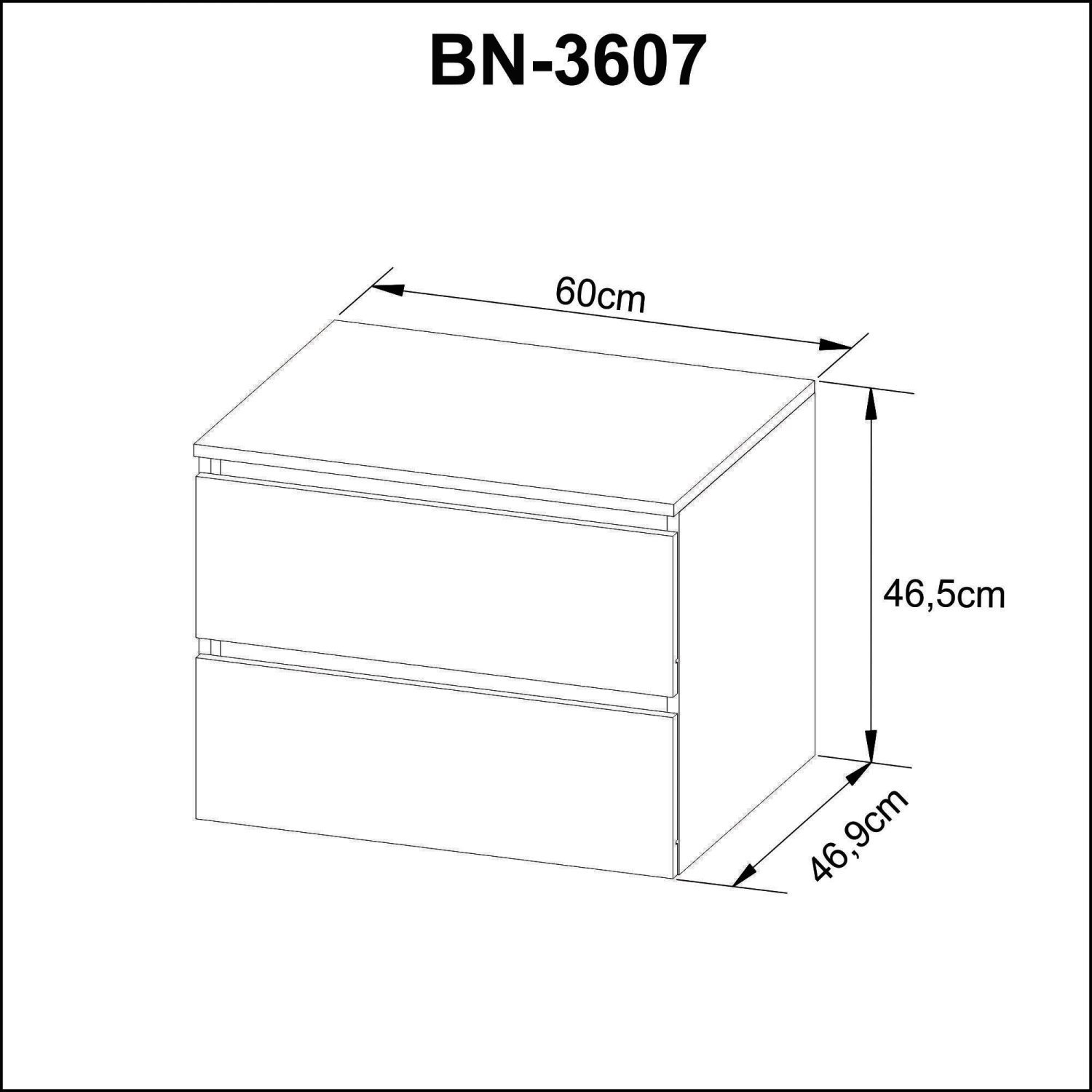 Gabinete Suspenso para Banheiro 60cm 2 Gavetas BN3607  - 5