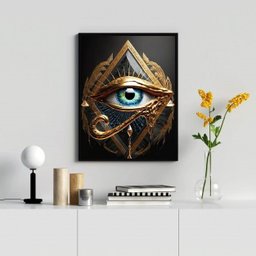 Quadro Decorativo Olho De horus 24x18cm:madeira Preta - 1