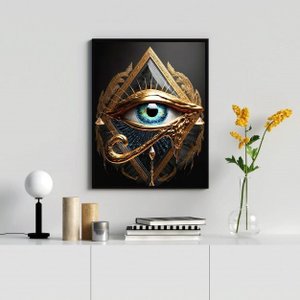 Quadro Decorativo Olho De horus 24x18cm:madeira Preta