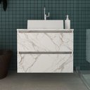 Ver imagem 1 de Gabinete Suspenso para Banheiro 60cm 2 Gavetas BN3607 Branco/Mármore