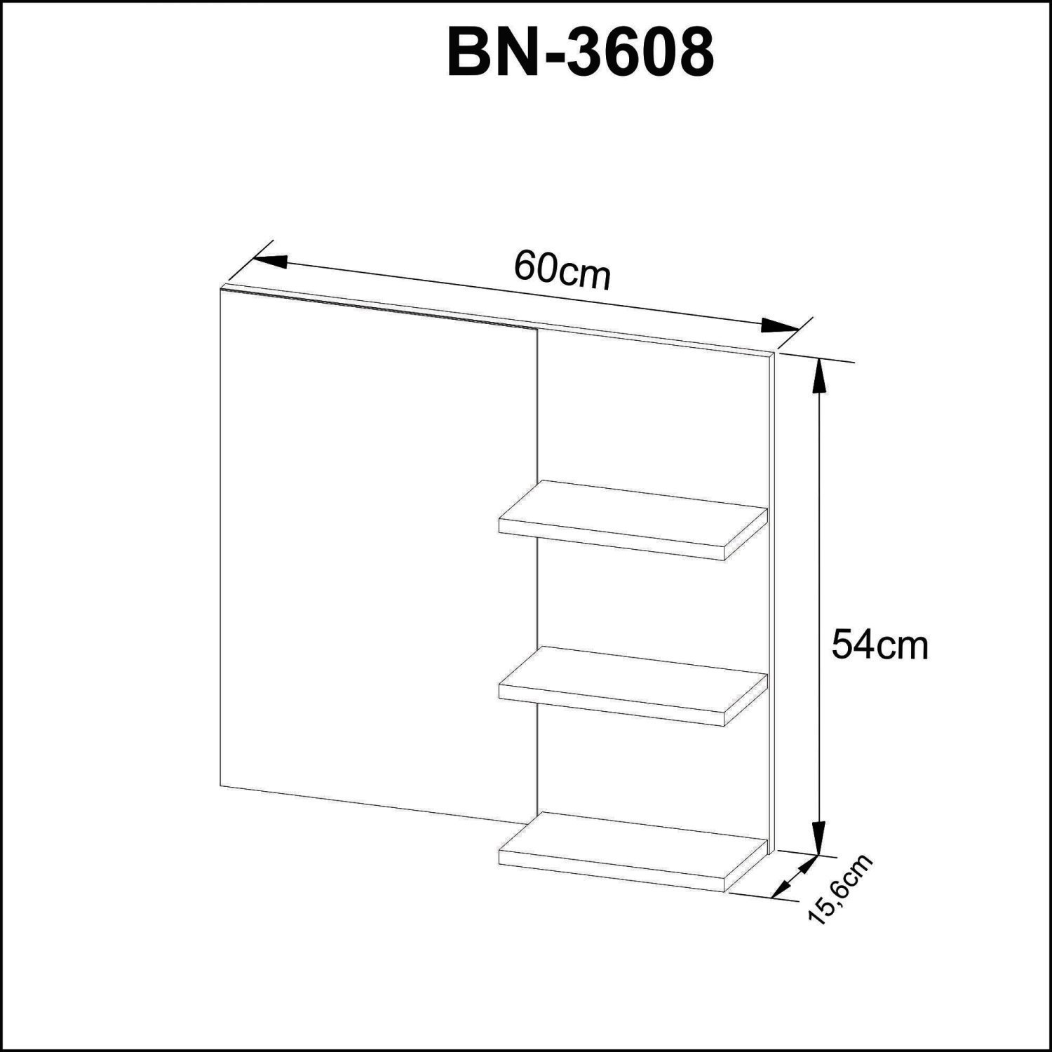 Espelheira para Banheiro 3 Prateleiras BN3608  - 5